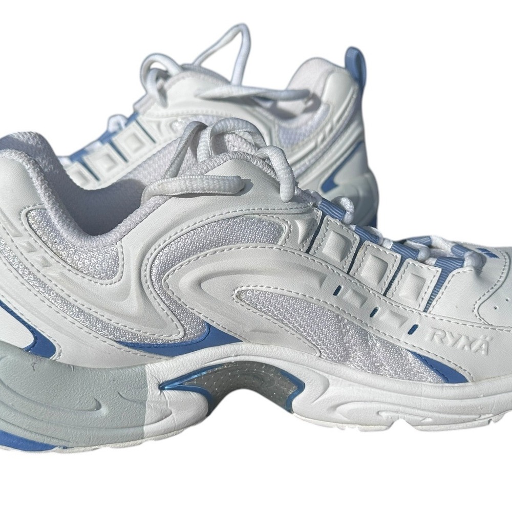 Ryka Light Sneakers Womens 8M White Blue 0406Y16712 Good Chunky Walking Shoes - Picture 8 of 13